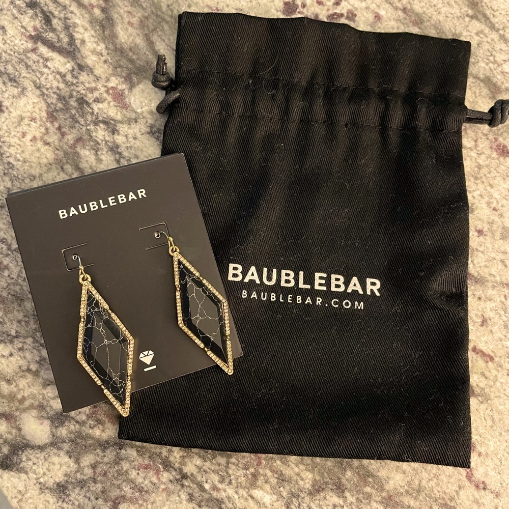 Baublebar Black Marble earrings + dust bag